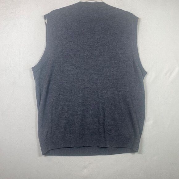 Turnbury 100% Merino Wool Gray Knit Sweater Vest Men’s Size L Sleeveless V-Neck - Picture 2 of 10